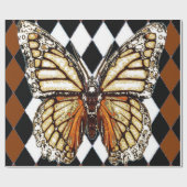 黒い道化師パターン(の模様が)あるなBROWN-WHITE BUTTERFL ラッピングペーパー (フラット)