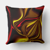 黒い部分を持つ黄金と赤の曲線 クッション (裏面)
