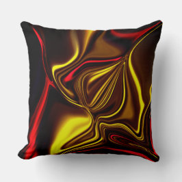 黒い部分を持つ黄金と赤の曲線 クッション