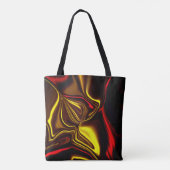 黒い部分を持つ黄金と赤の曲線 トートバッグ (裏面)
