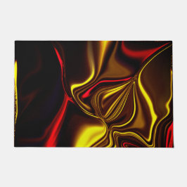 黒い部分を持つ黄金と赤の曲線 ドアマット