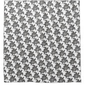 黒い部族の亀の模様（白） シャワーカーテン (正面)