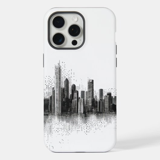 黒い都市のスカイライン iPhoneケース (裏面)