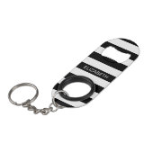 黒い重量の横名門私立校風の線ストライプ#2名前モノグラム キーホルダー栓抜き (正面アングル)
