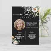 黒い野の花の葬儀 追悼式 フォト 招待状 (スタンド正面)
