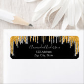 黒い金の輝きが銀の差出人住所に滴る ラベル (インサイチュ)
