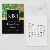 黒い金ゴールドおよび緑のモノグラム 名刺 (正面/裏面)