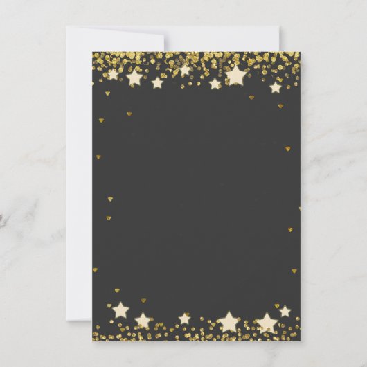 黒い金ゴールドが月の赤ん坊のシャワーを浴びる 招待状 (裏面)