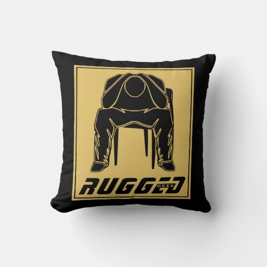 黒い金ゴールドでごつごつした男の保持ヘッド |考えの男 クッション (正面)