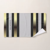 黒い金ゴールドとグレーのジオメトストライプリの名前 バスタオルセット (ハンドタオル)
