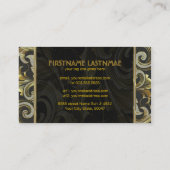 黒い金ゴールドとダイヤモンドのパターンエレガント-フローラ旋回 名刺 (裏面)