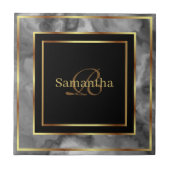 黒い金ゴールドと灰色のジオメトリック大理石 タイル (正面)