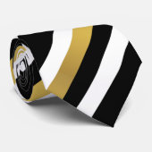 黒い金ゴールドと白い対角線のストライプパターン ネクタイ (ロール)