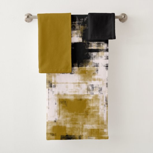 黒い金ゴールドと白 バスタオルセット (インサイチュ)