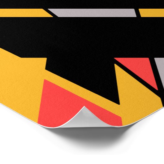 黒い金ゴールドと赤いグレーのMCMのような対角線デザイン ポスター (角)