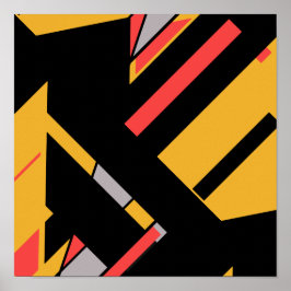 黒い金ゴールドと赤いグレーのMCMのような対角線デザイン ポスター