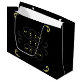 黒い金ゴールドと銀の円 ラージペーパーバッグ (正面アングル)