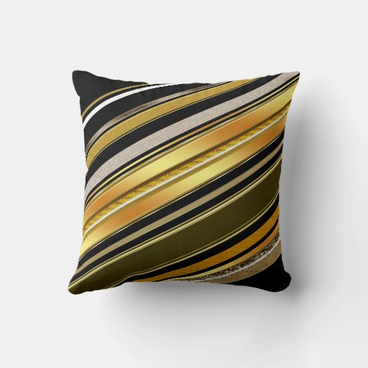 黒い金ゴールドのアールデコのスタイルのクッションの枕 クッション (裏面)