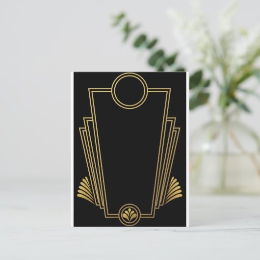 黒い金ゴールドのアールデコの郵便はがき ポストカード (スタンド正面)