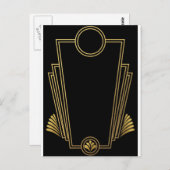 黒い金ゴールドのアールデコの郵便はがき ポストカード (正面/裏面)