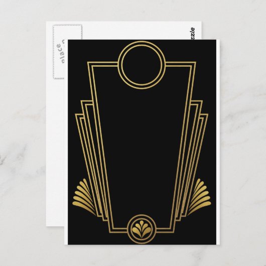 黒い金ゴールドのアールデコの郵便はがき ポストカード (正面/裏面)