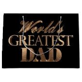 黒い金ゴールドのエレガントなタイポグラフィの世界のすばらしいパパ ラージペーパーバッグ (正面)