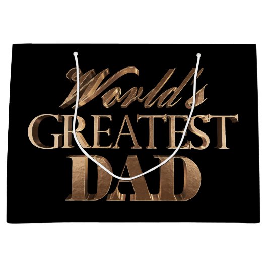 黒い金ゴールドのエレガントなタイポグラフィの世界のすばらしいパパ ラージペーパーバッグ (正面)