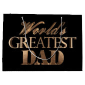 黒い金ゴールドのエレガントなタイポグラフィの世界のすばらしいパパ ラージペーパーバッグ (裏面)