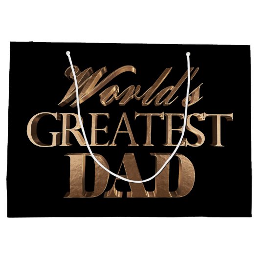 黒い金ゴールドのエレガントなタイポグラフィの世界のすばらしいパパ ラージペーパーバッグ (裏面)