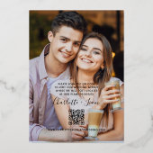 黒い金ゴールドのエレガント写真を保存葉する 箔招待状 (裏面)