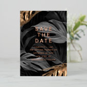 黒い金ゴールドのエレガント写真を保存葉する 箔招待状 (立ち正面)