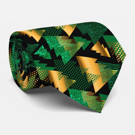 黒い金ゴールドのクリスマスツリー ネクタイ (ロール)