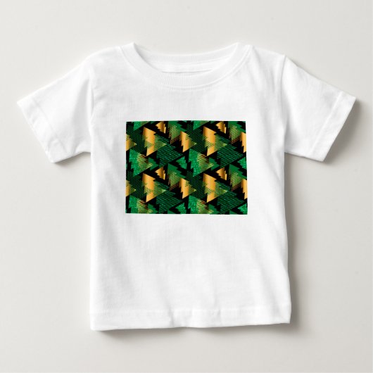 黒い金ゴールドのクリスマスツリー ベビーTシャツ (正面)