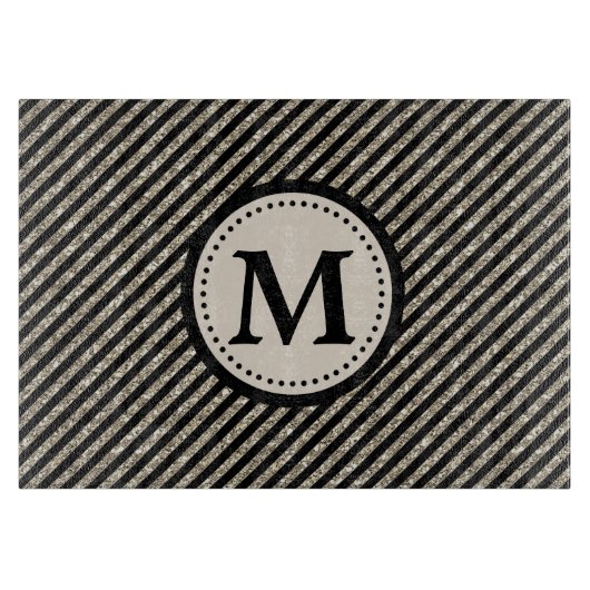 黒い金ゴールドのグリッターのストライプのまな板 カッティングボード (正面)