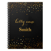 黒い金ゴールドのグリッターのフェイクなホイル魅力的なクラフト ノートブック (正面)