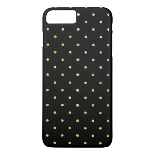 黒い金ゴールドのグリッターの小さい水玉模様パターン iPhone 8 PLUS/7 PLUSケース
