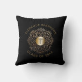 黒い金ゴールドのケリュケイオンのパーソナライズなナースの卒業 クッション (裏面)