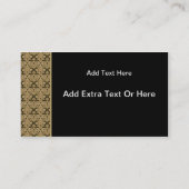黒い金ゴールドのダマスク織のプロフィールカード 名刺 (裏面)