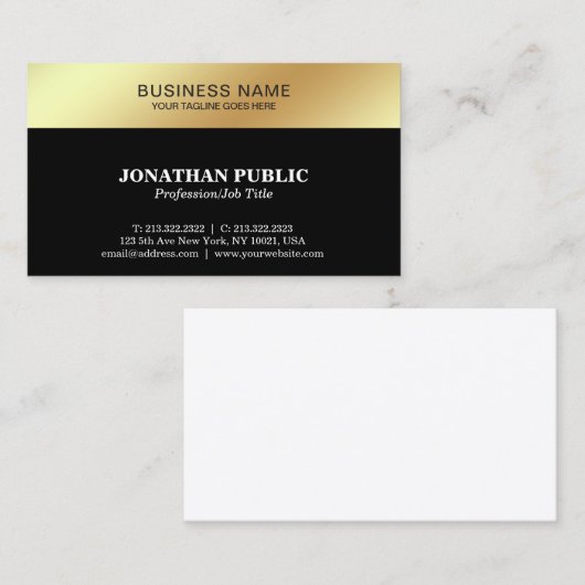 黒い金ゴールドのデザインのエレガントでモダンな企業の滑らかにします 名刺 (正面/裏面)