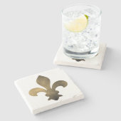 黒い金ゴールドのフランスのな(紋章の)フラ・ダ・リの石のコースター ストーンコースター (横)