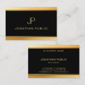 黒い金ゴールドのモノグラムのテンプレートの魅力のモダンのエリート 名刺 (正面/裏面)