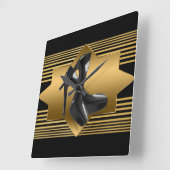 黒い金ゴールドのモノグラムのパターン及びハイヒール スクエア壁時計 (傾斜)