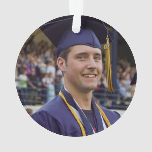 黒い金ゴールドの卒業生の帽子-卒業の写真のギフト オーナメント (裏面)