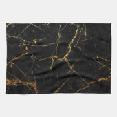 黒い金ゴールドの大理石 キッチンタオル (横)