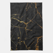 黒い金ゴールドの大理石 キッチンタオル (縦)