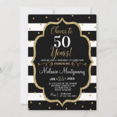 黒い金ゴールドの応援の誕生日のパーティの招待状 招待状 (正面)