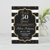 黒い金ゴールドの応援の誕生日のパーティの招待状 招待状 (スタンド正面)