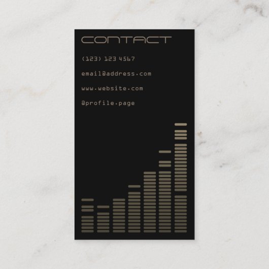 黒い金ゴールドの暗くエレガントでモダンなミュージカル 名刺 (裏面)