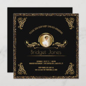 黒い金ゴールドの民族のプリンセスの女の子のベビーシャワー 招待状 (正面/裏面)