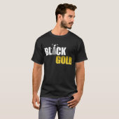 黒い金ゴールドの油 Tシャツ (正面フル)